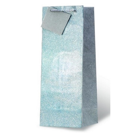 Wrap-Art Wine Bottle Gift Bag Silver Glitter 17920